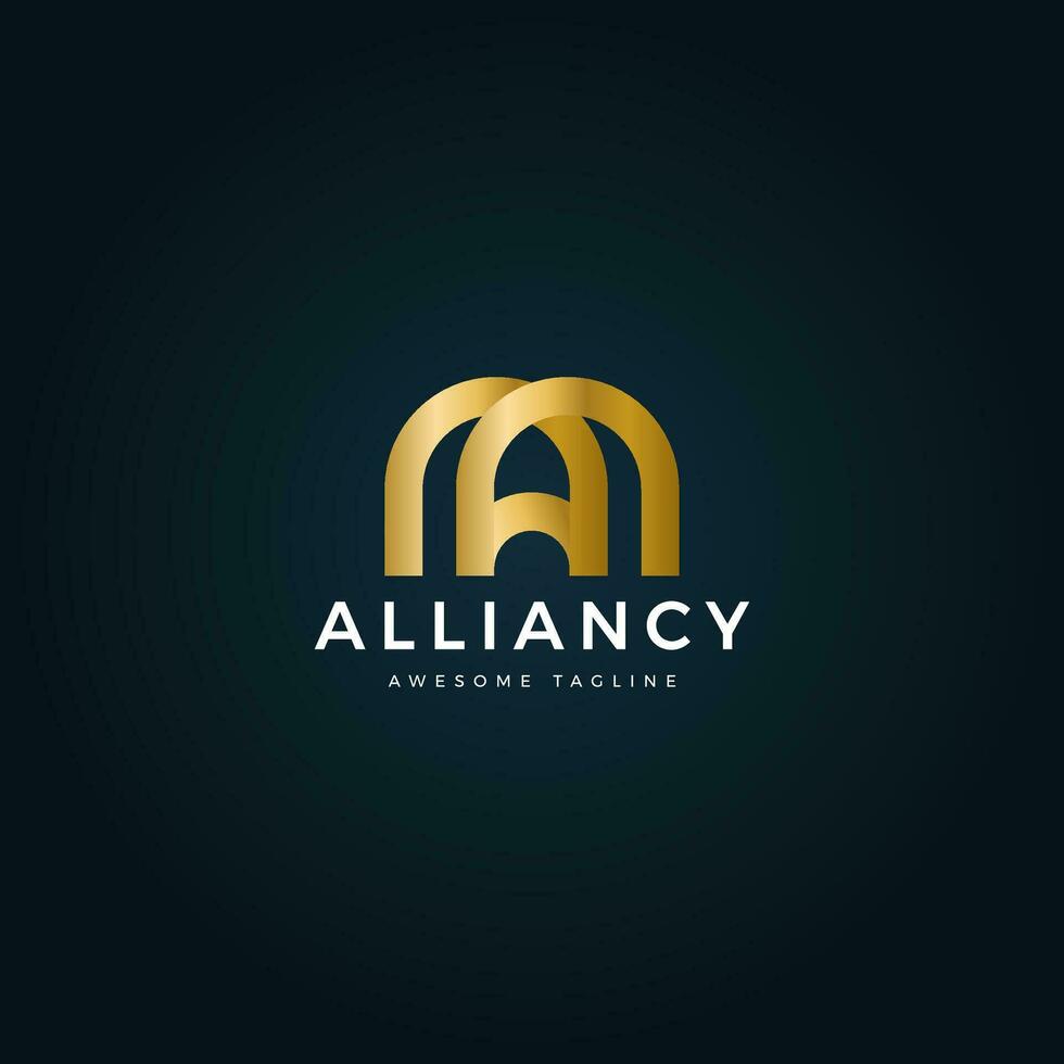 Inspiration logo initial letter AM abstract with luxury style and gradient color vector