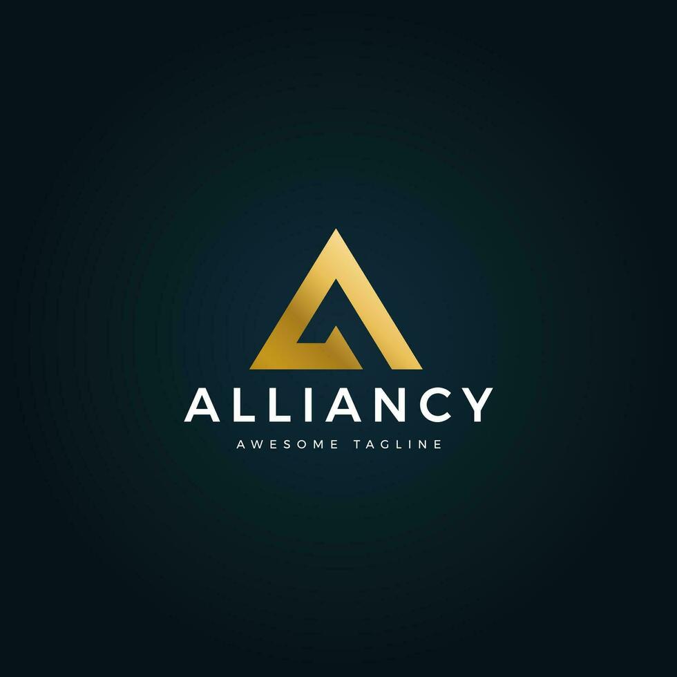 Inspiration logo initial letter A geometric with tech style and gradient color vector