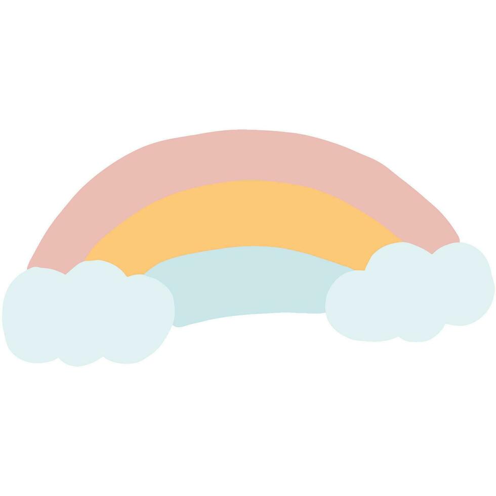 A colorful rainbow with three bands  pink, orange, and blue. vector