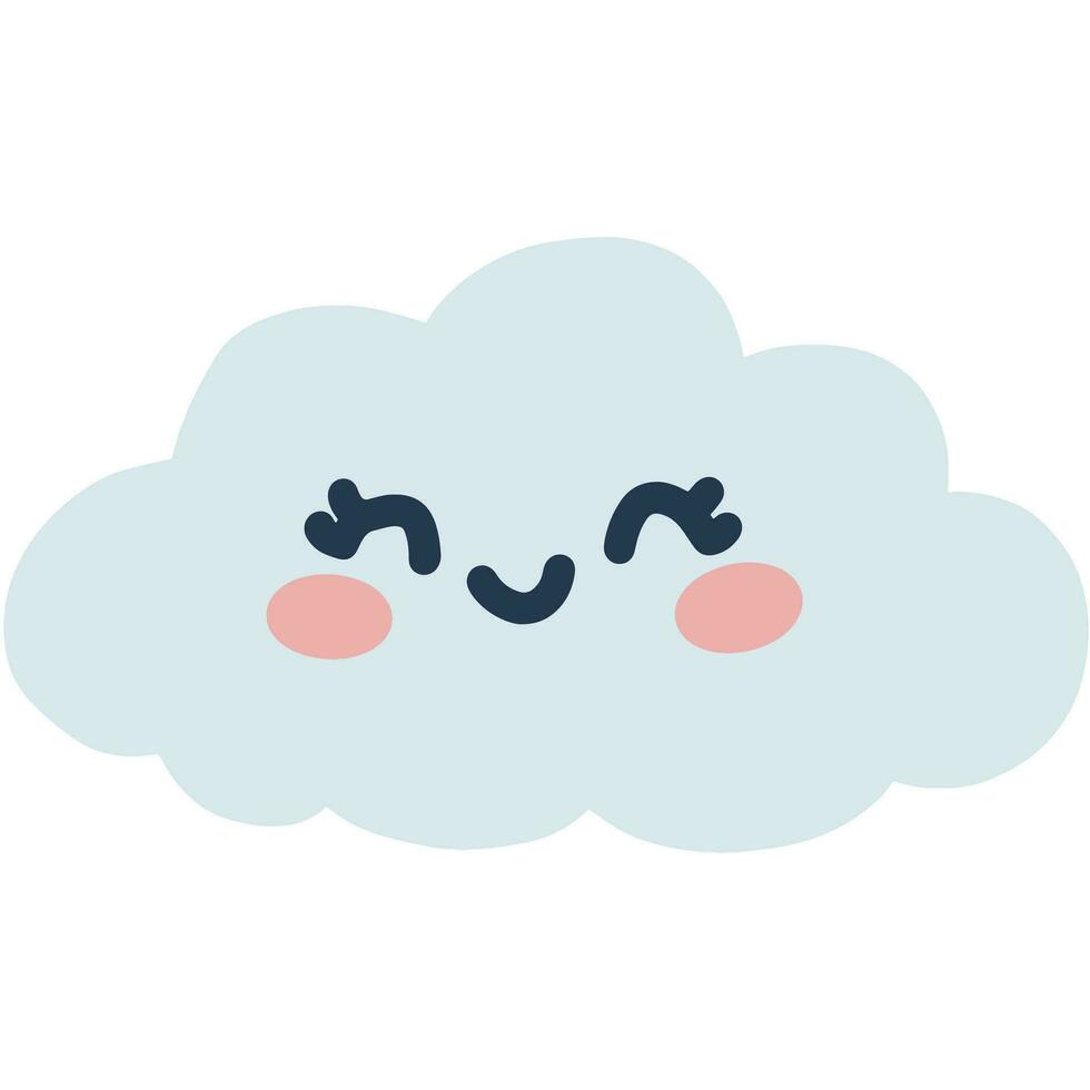 un ligero azul nube con un contento rostro. vector