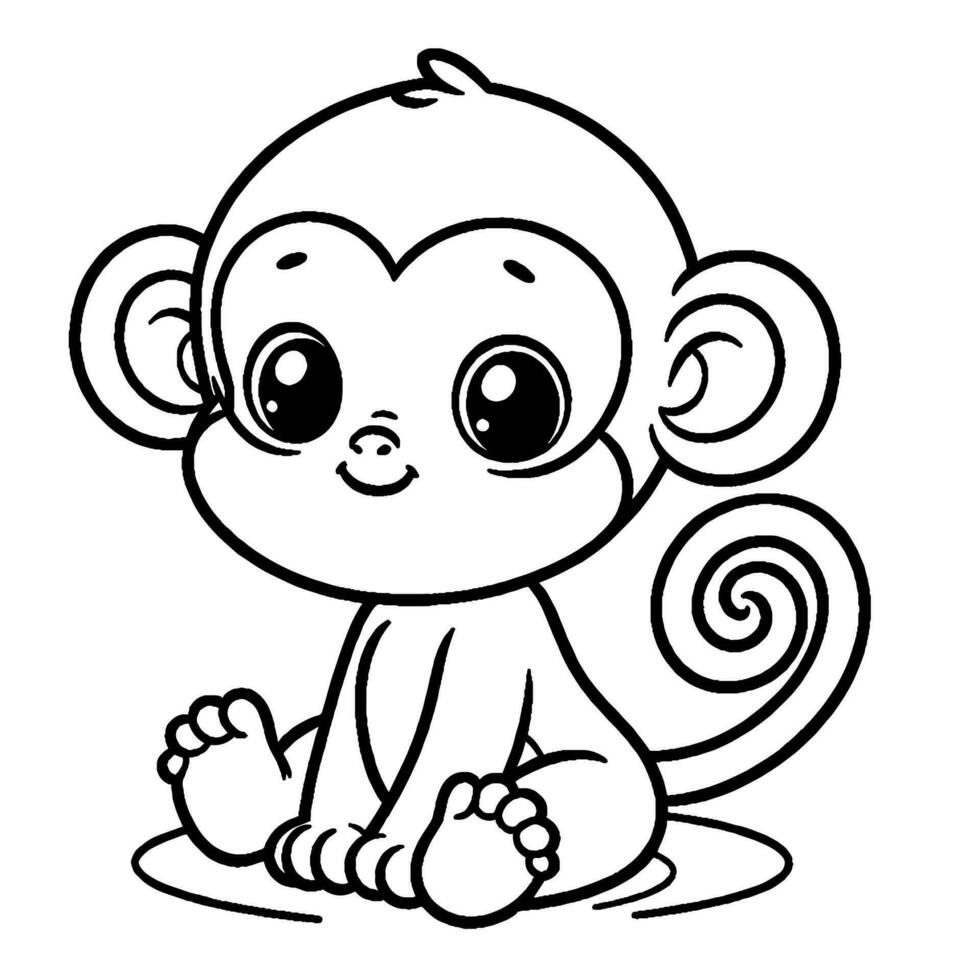 Monkey pattern coloring book vector