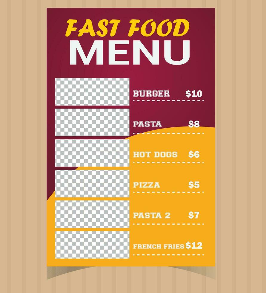 Restaurant food menu, food name  design template vector