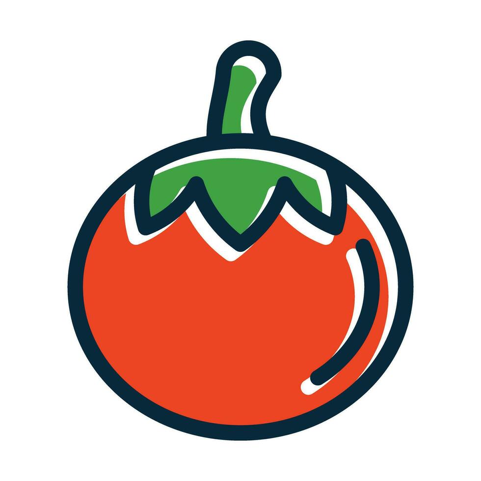 Tomato Vector Thick Line Filled Dark Colors