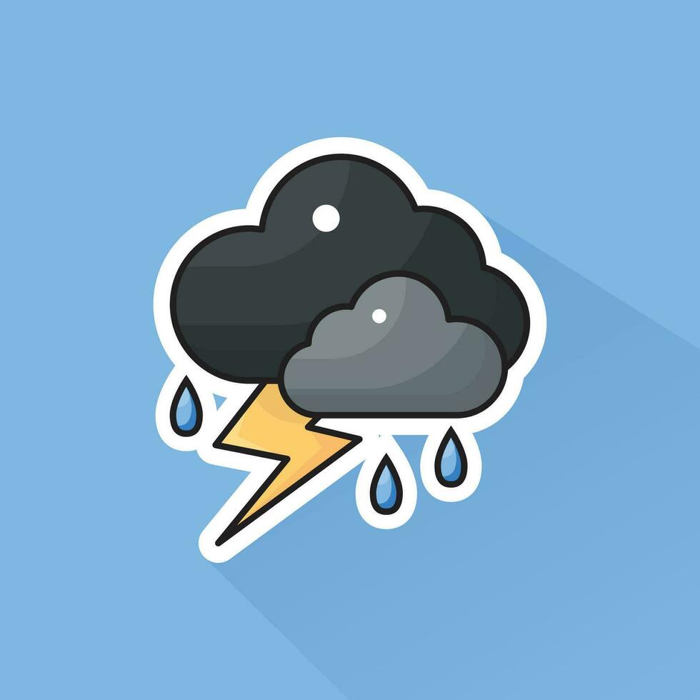 Illustration Vector of Thunderstorm Icon in Flat Design