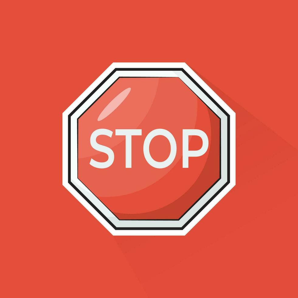 Illustration Vector of Stop Sign in Flat Design