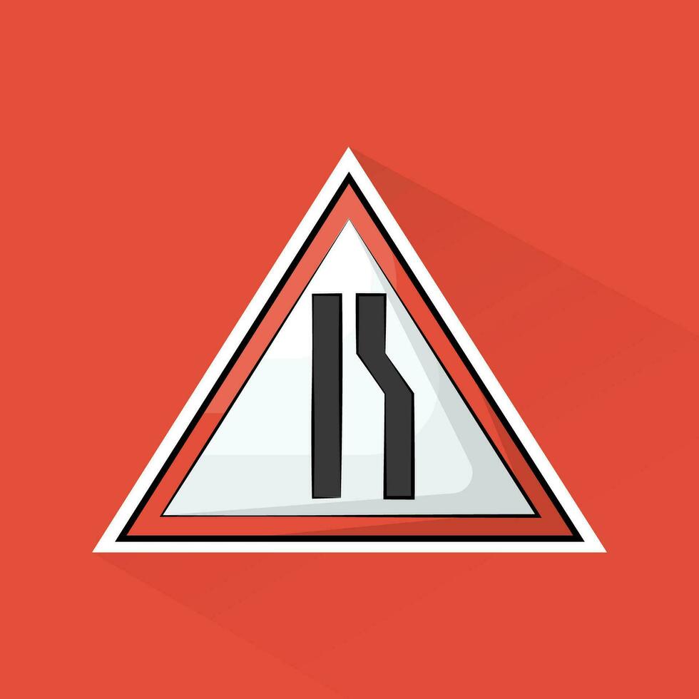 Illustration Vector of Narrow Road Sign in Flat Design