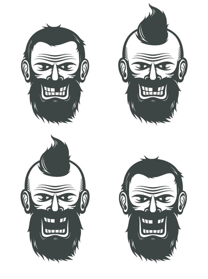 Evil face of a bearded man vector
