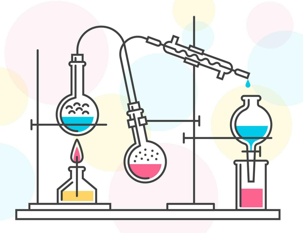 proceso de químico reacción en el científico laboratorio vector