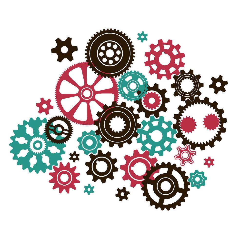 Complicated intricate clock mechanism vector