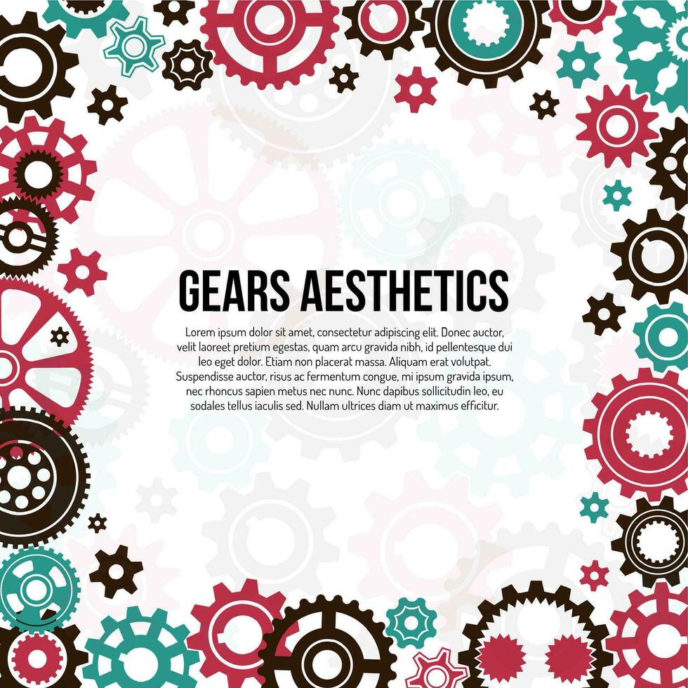 Frame template of colored gears and cogwheels vector