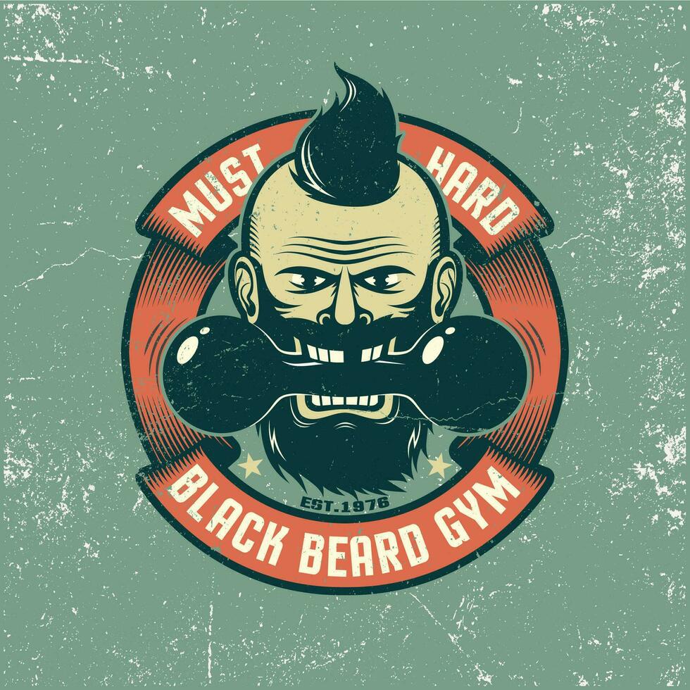 Bearded with old dumbbell vector