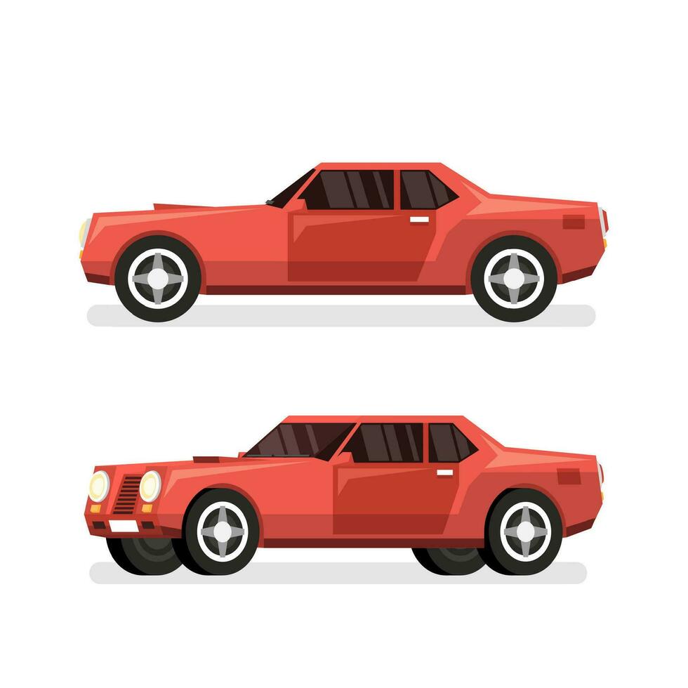 Red sports powerful car with big engine vector