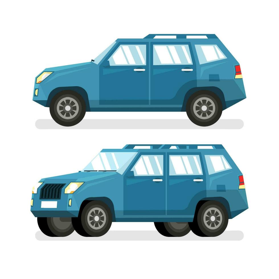 Blue SUV car in flat style vector