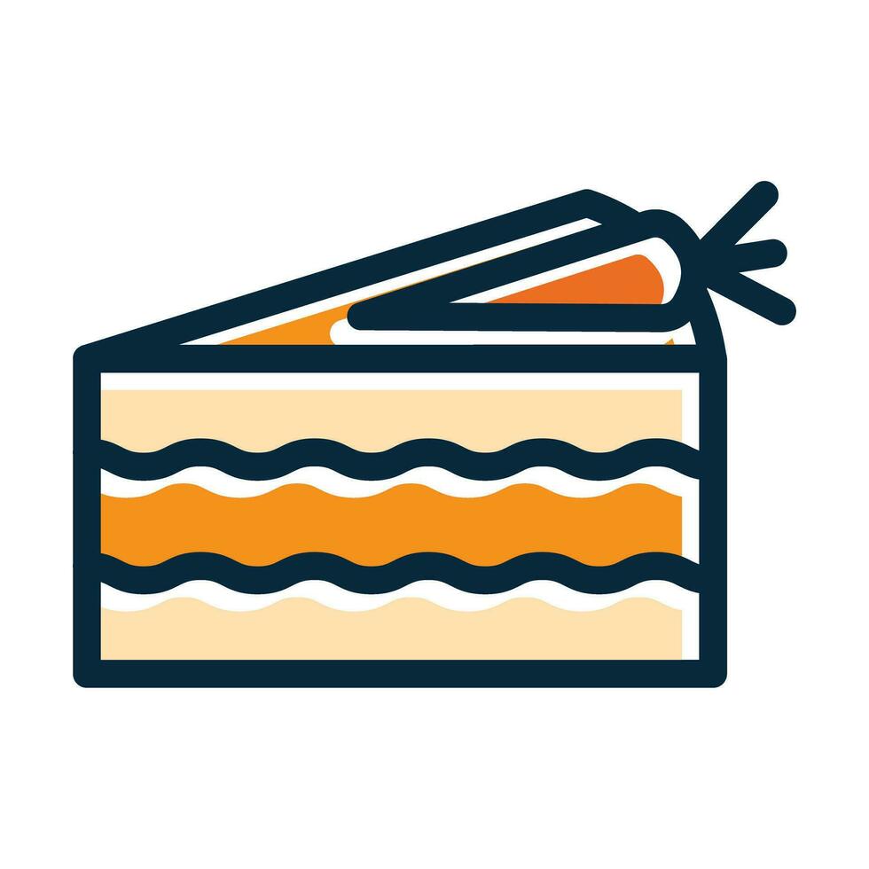 Carrot Cake Vector Thick Line Filled Dark Colors