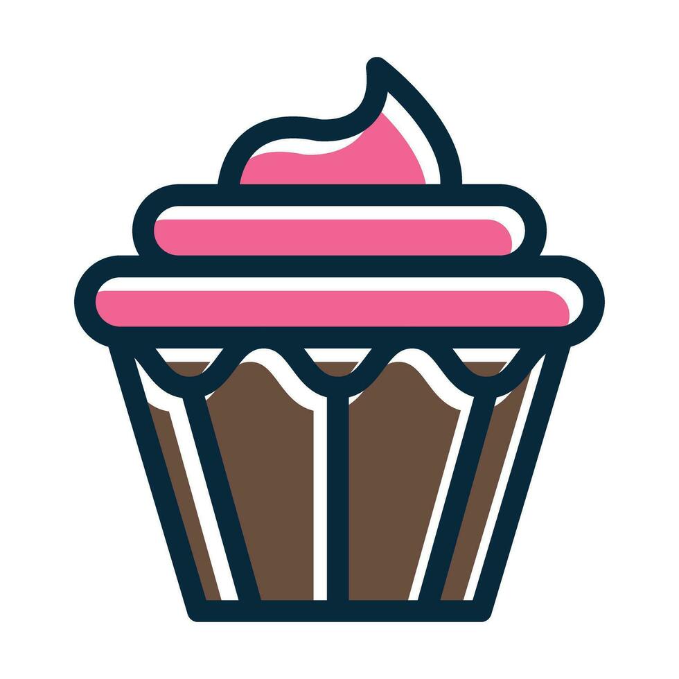 Cupcake Vector Thick Line Filled Dark Colors