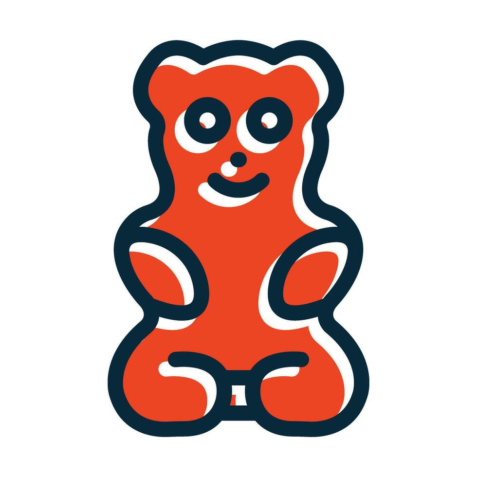 Gummy Bear Vector Thick Line Filled Dark Colors