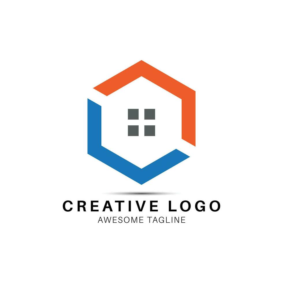 Polygon shape home logo design icon vector