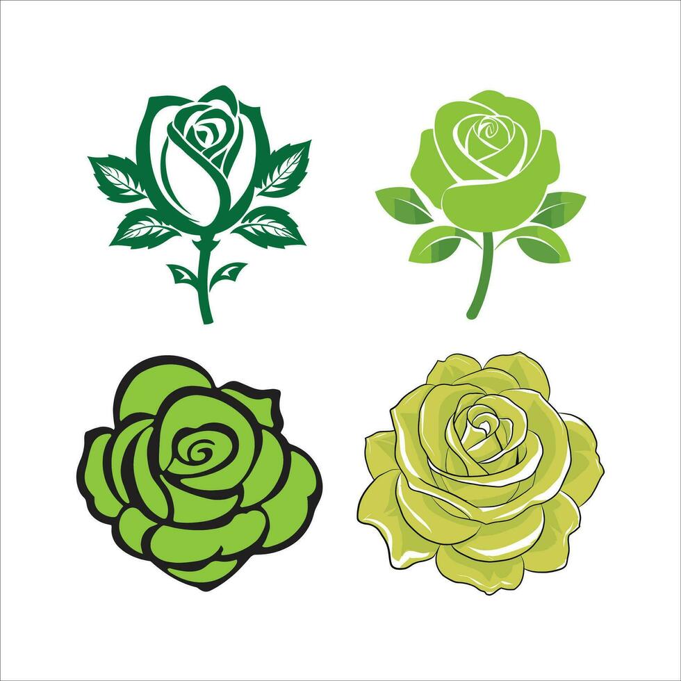 Green Rose set icon vector illustration