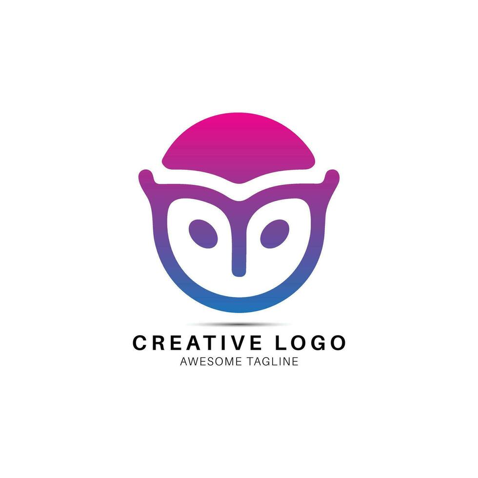 Owl bird creative head logo design icon vector