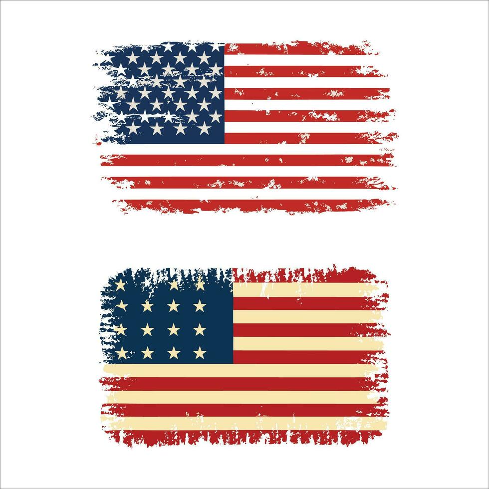 Two American flag set vector illustration