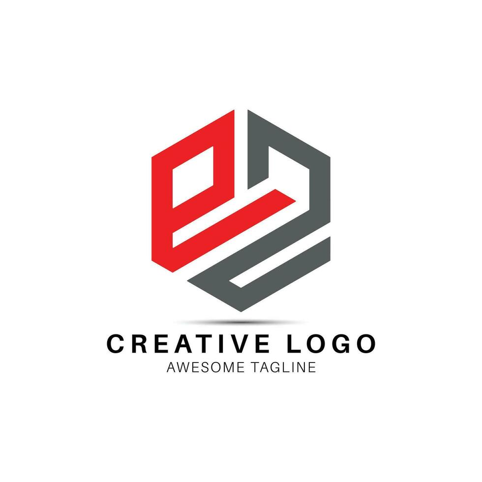 EZ letter polygon shape logo design icon vector