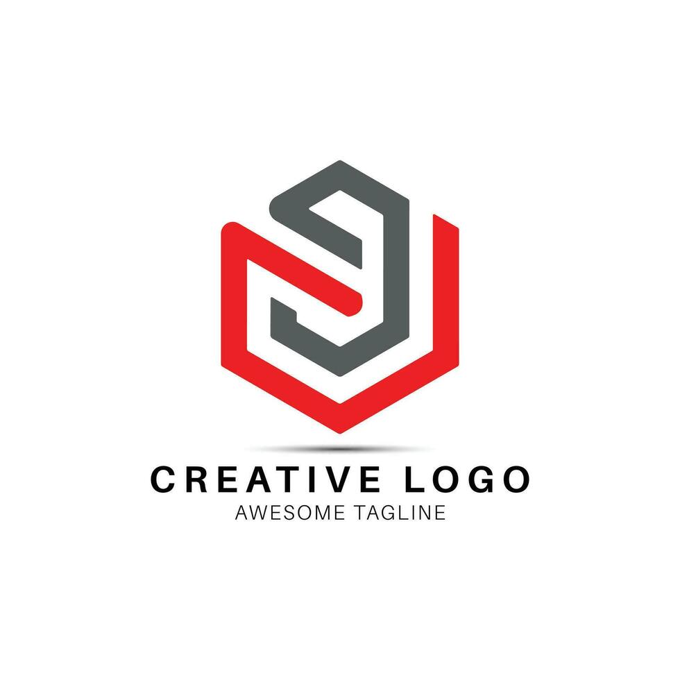 C9 letter polygon shape logo design icon vector