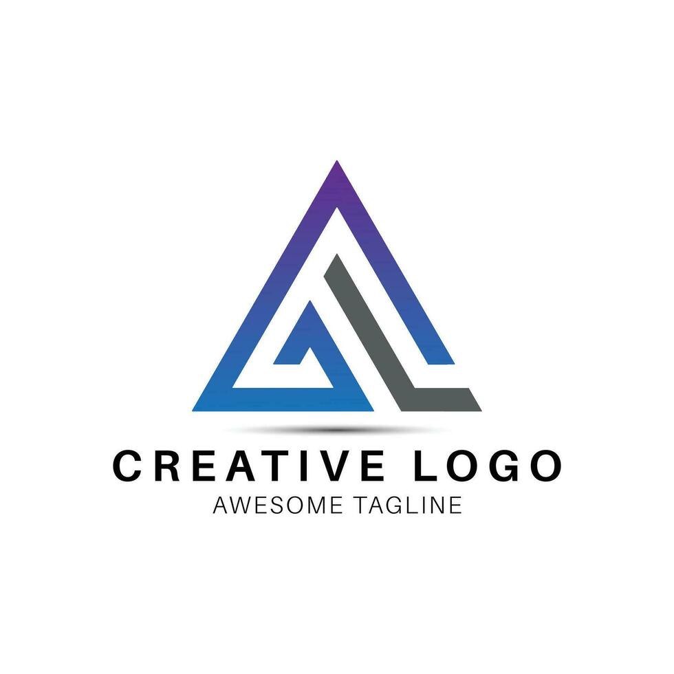 GL letter triangle shape logo design icon vector