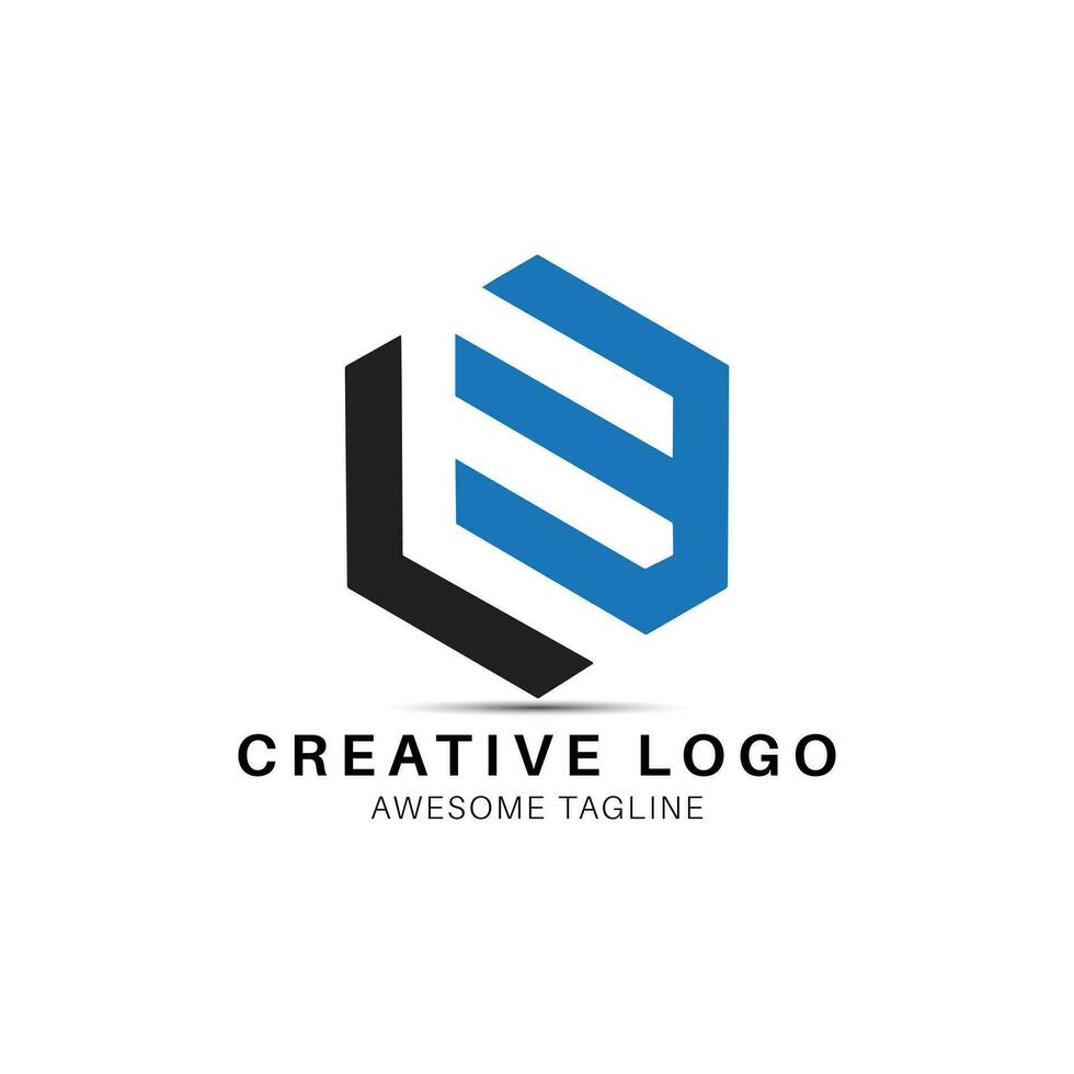 LM or IE letter polygon shape logo design icon vector