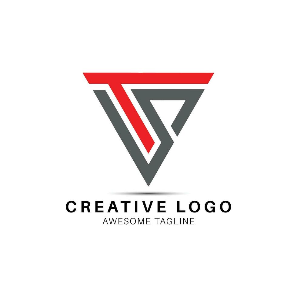 TS letter triangle shape logo design icon vector