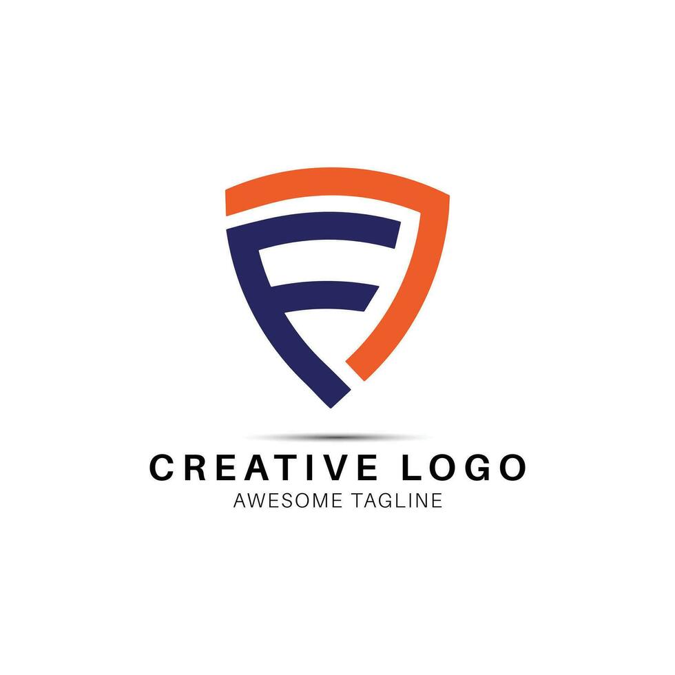 FA letter shield shape logo design icon vector