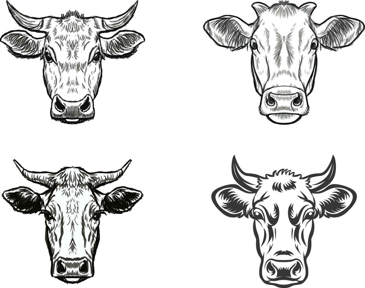 Cow head collection vector