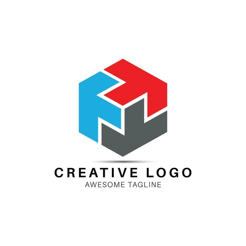 TTT letter polygon shape creative logo design icon vector