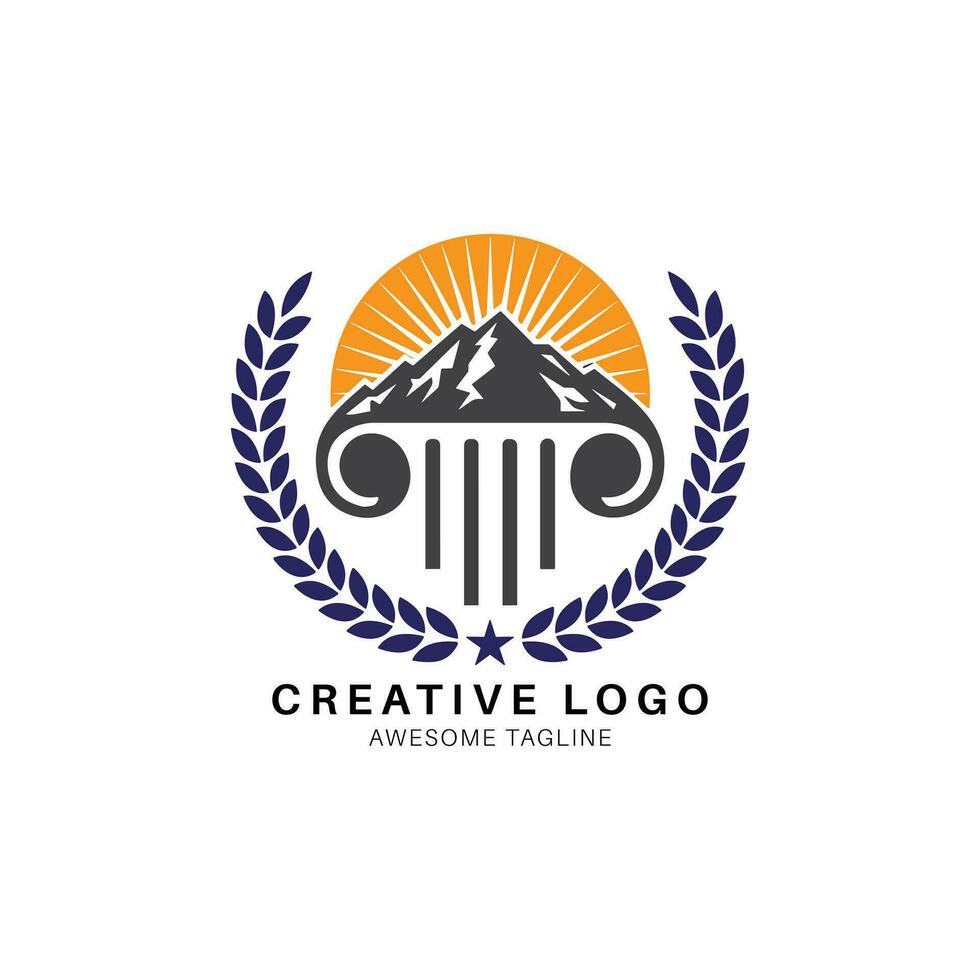 Law logo design icon vector