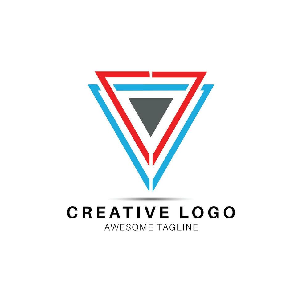 v letra triángulo forma creativo logo diseño icono vector