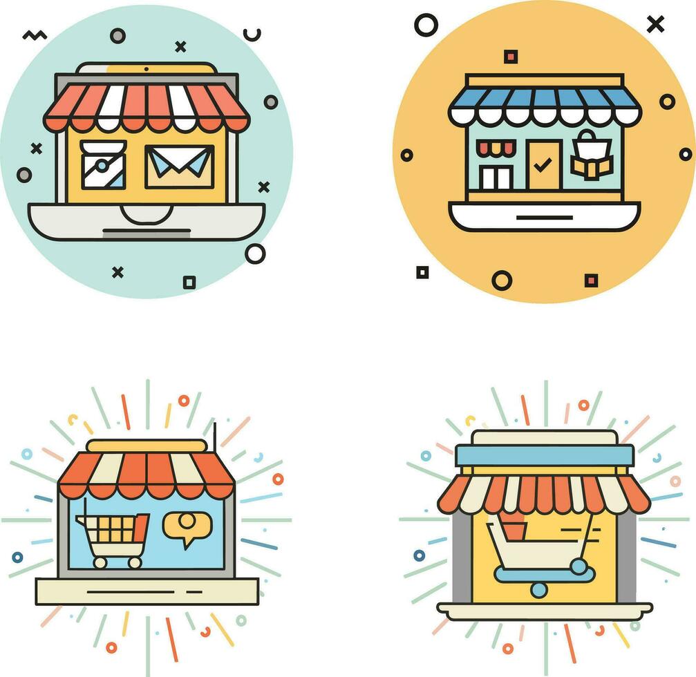 Social media store set illustration vector