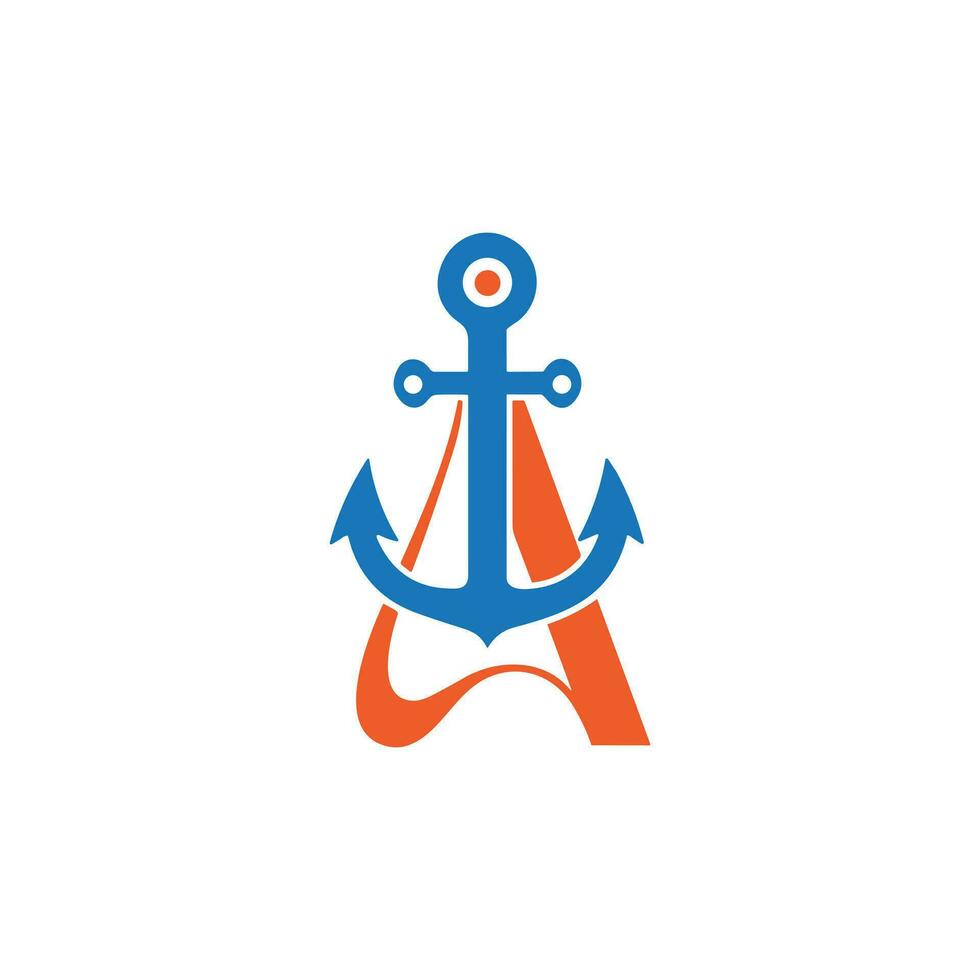 A letter with anchored logo icon vector