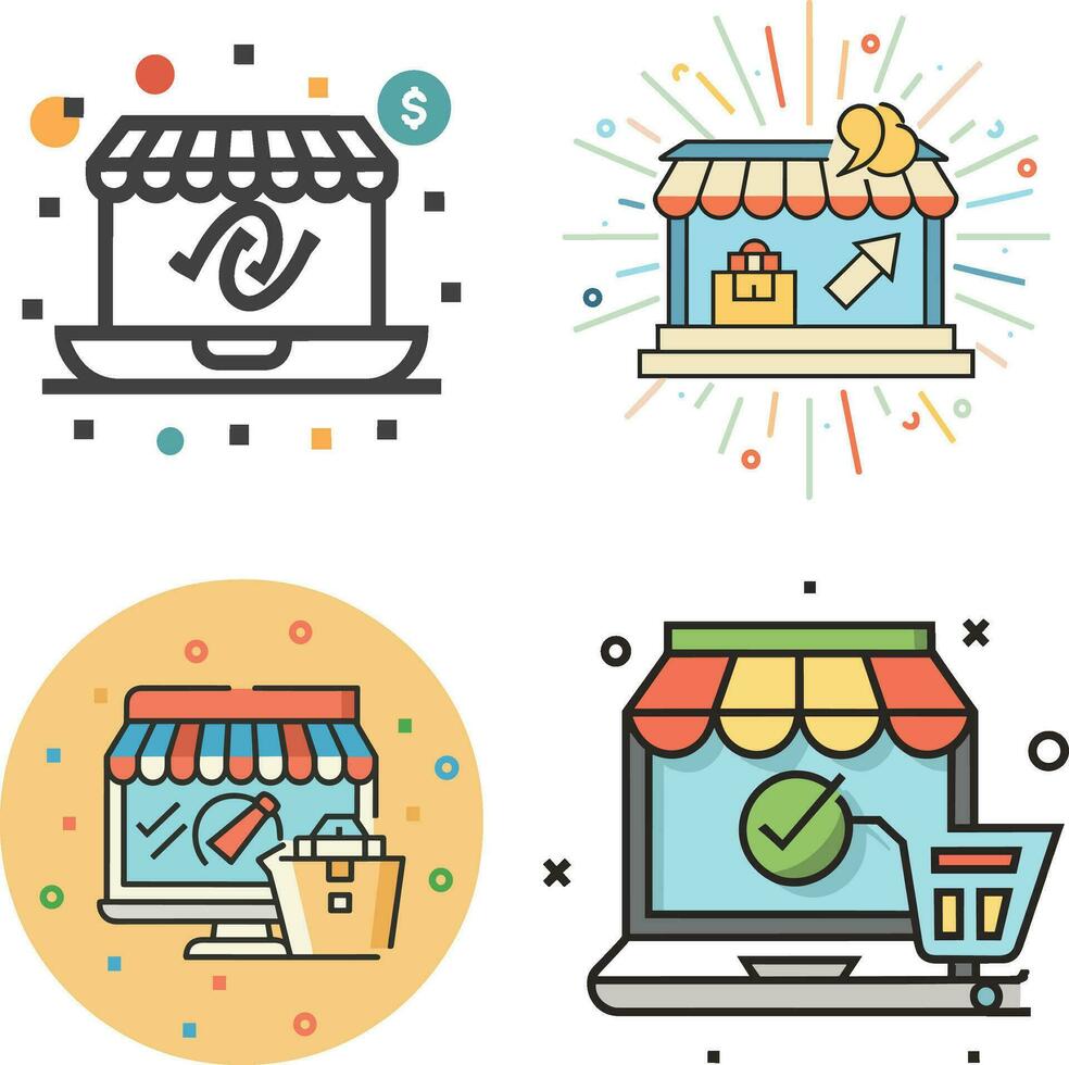 Social media store set illustration vector