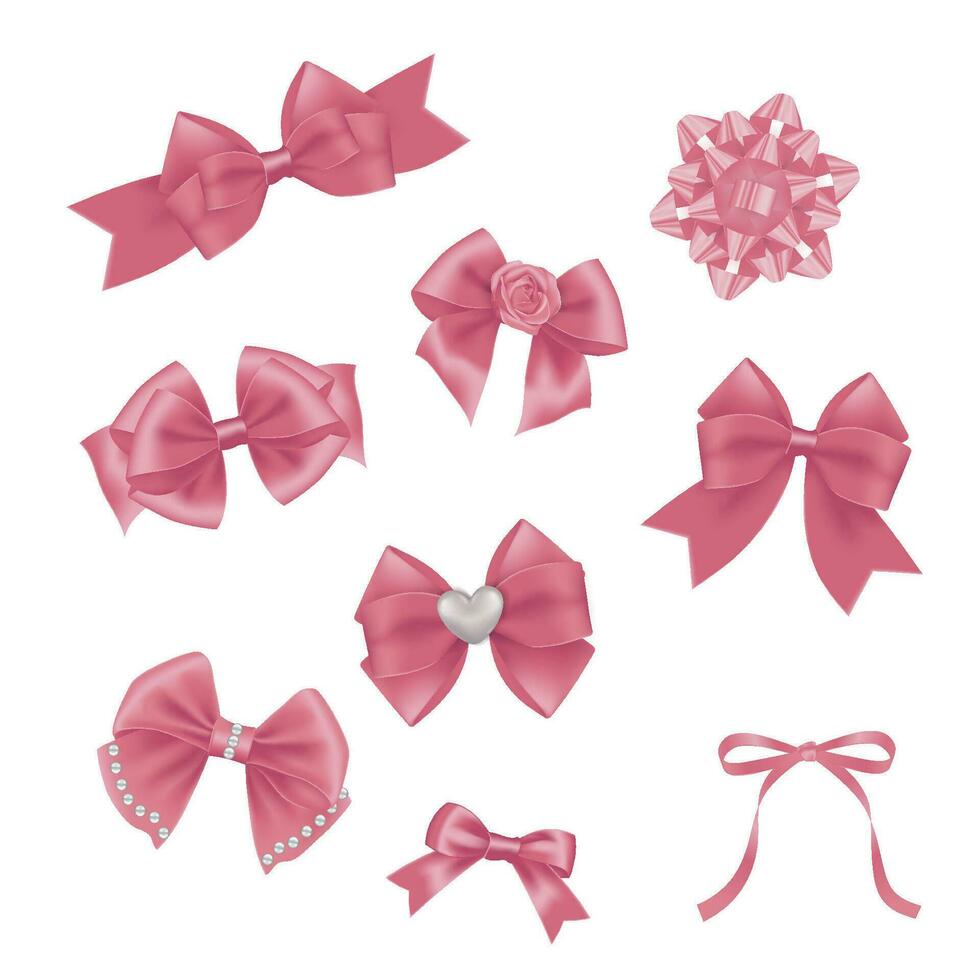 A collection of pink bows vector