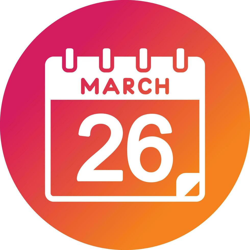 26 March Vector Icon