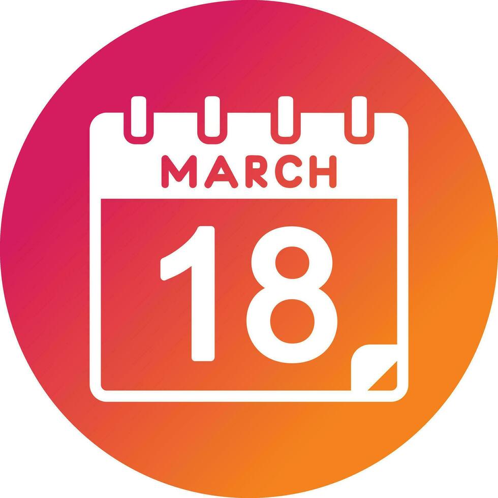 18 March Vector Icon