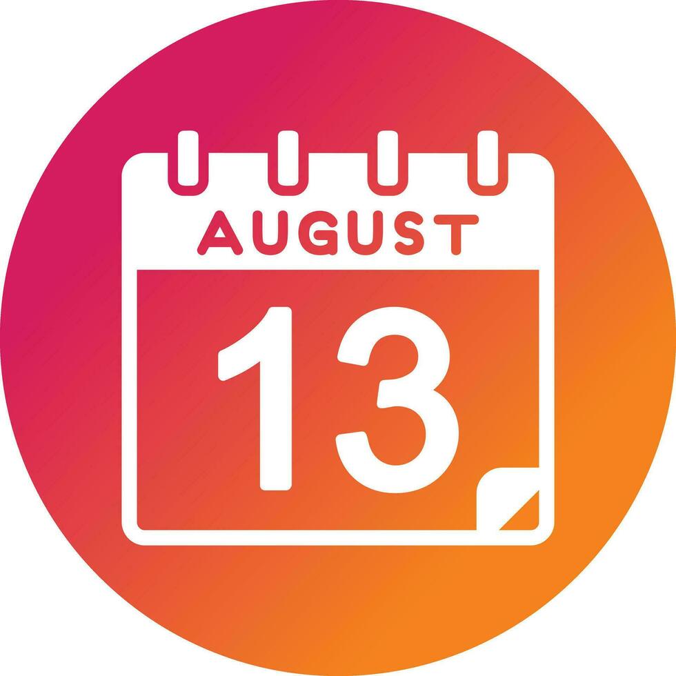 13 August Vector Icon