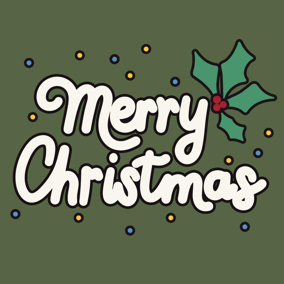 Merry Christmas lettering. Handwriting holiday post. Hand drawn vector art.