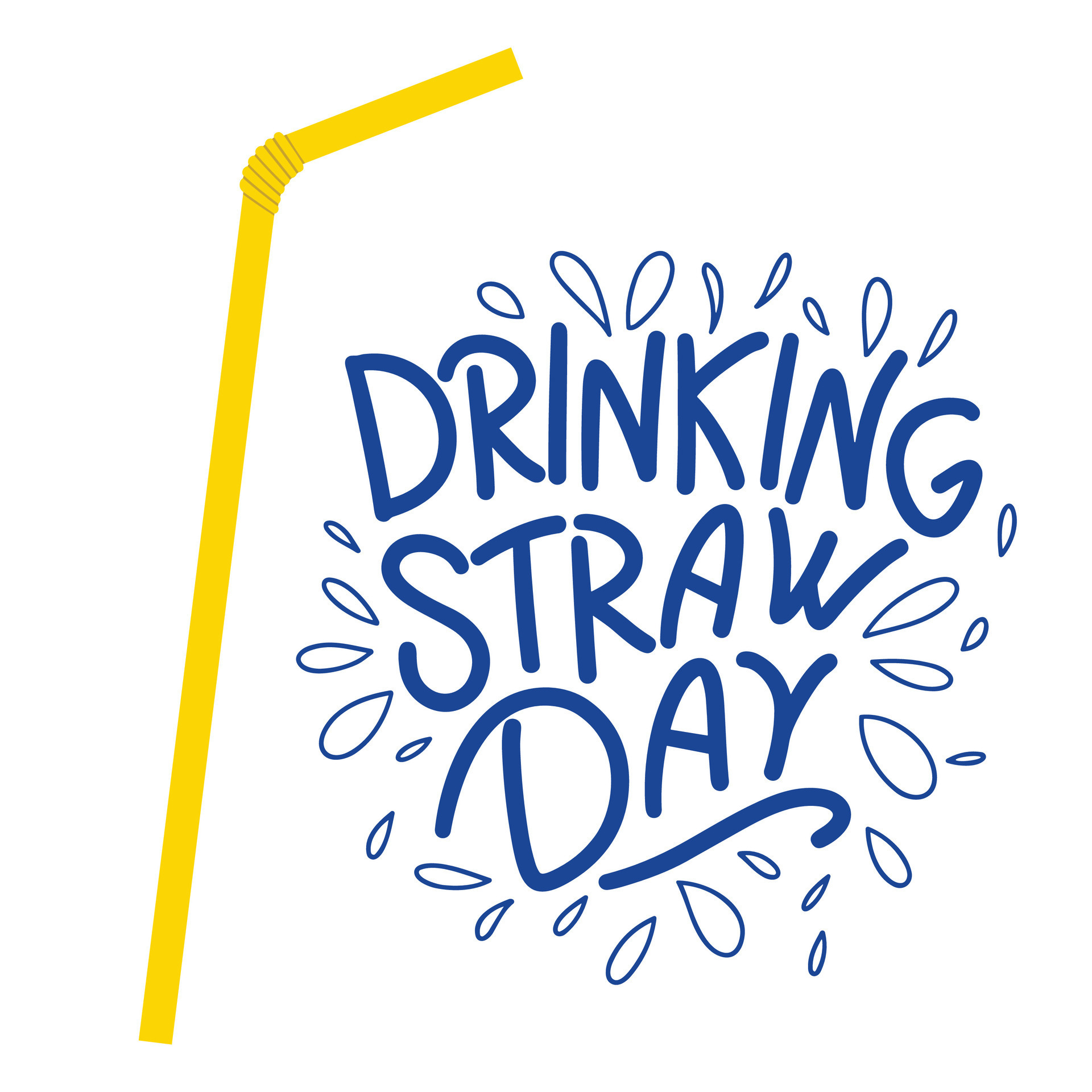 Drinking Straw Day lettering. Handwriting holiday post. Hand drawn