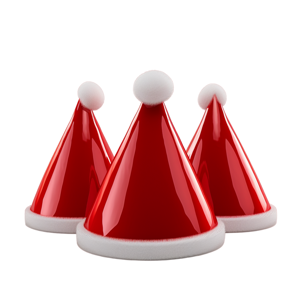 Christmas red santa hats winter decoration ai generative png