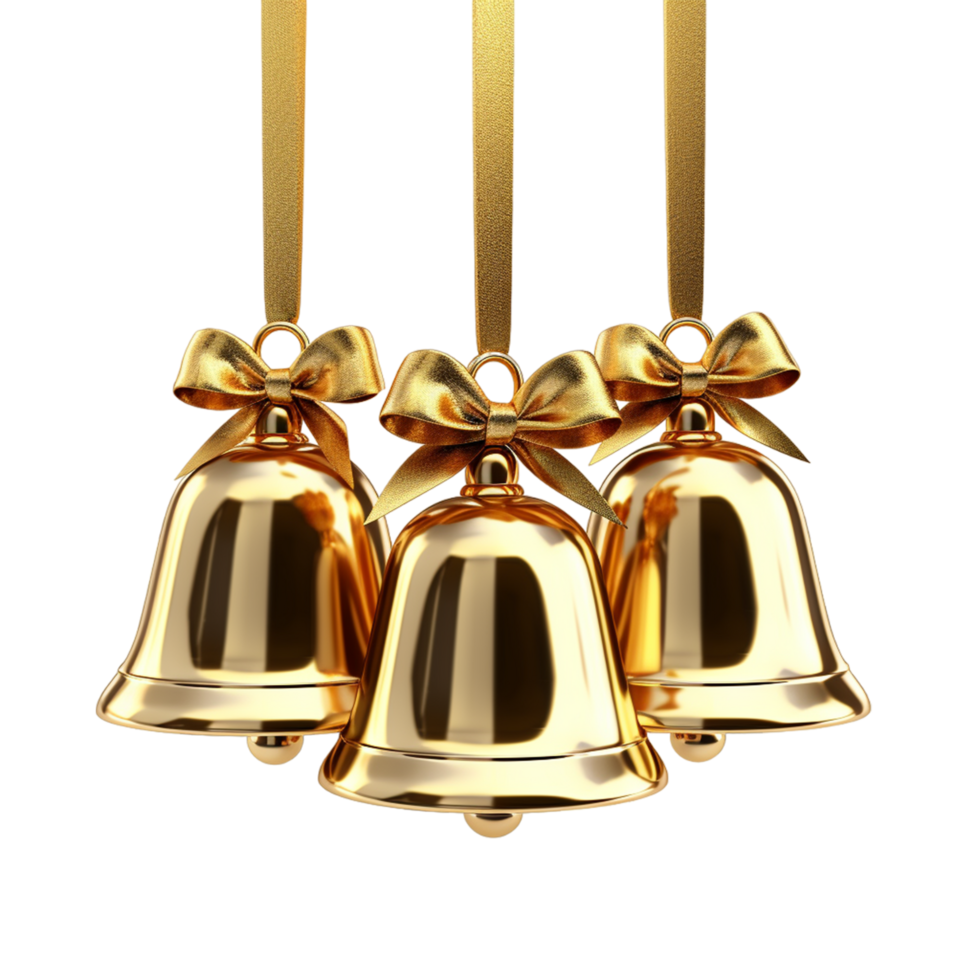 Noël décoration d'or tinter cloche ai génératif png