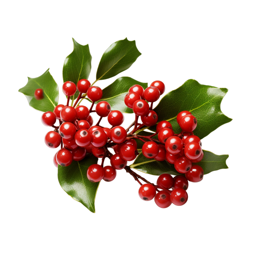 Christmas decoration Beautiful branch Of Mistletoe With Berries And Leaves ai generative png