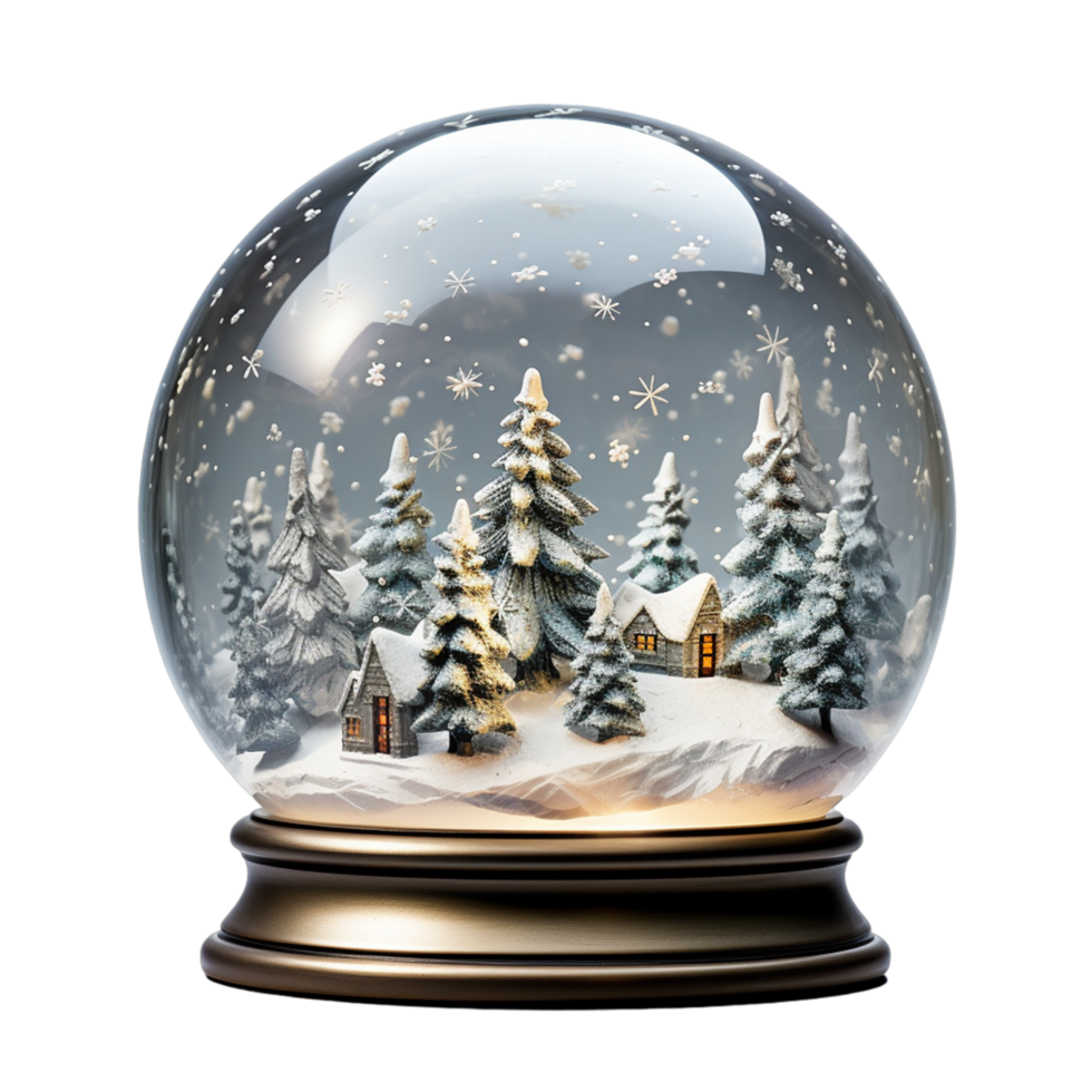 Kerstmis sneeuw wereldbol met peperkoek huis binnen ai generatief png