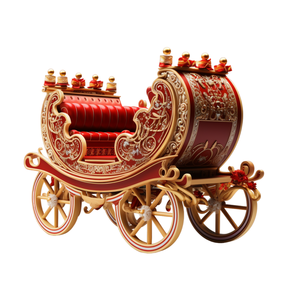 Beautiful decorative christmas santa sleigh isloated background ai generative png