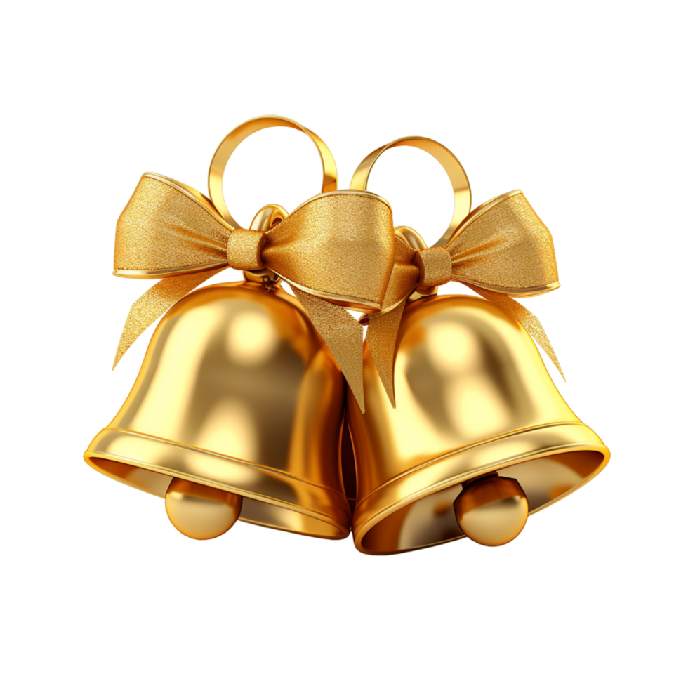 Decorative christmas ornament with christmas golden bells or jingle bells. Christmas decoration ai generative png