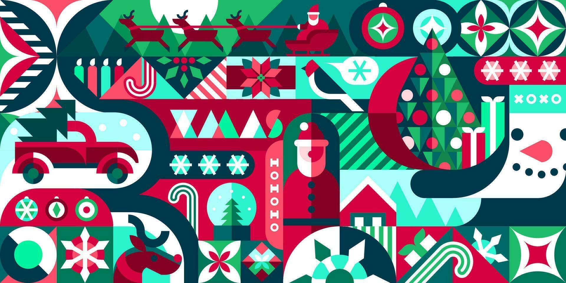 Christmas New Year bauhaus geometric pattern vector